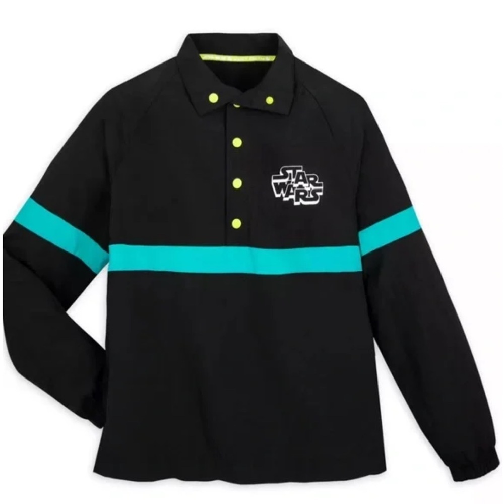 NEW Disney Jacket Black Green Star Wars Rebel Leader Windbreaker Size Medium